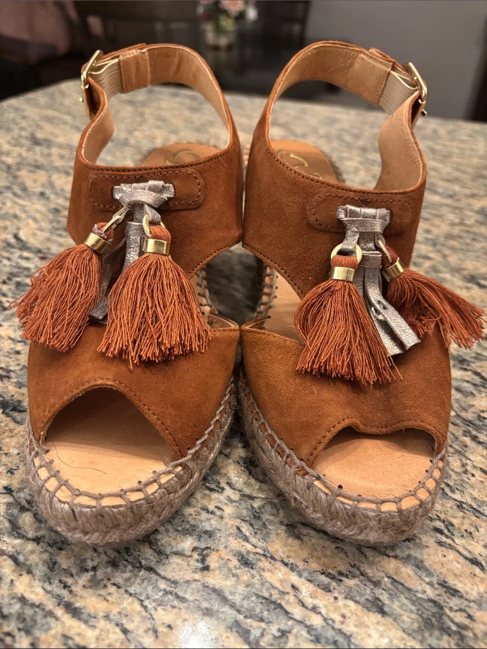 kanna Made in Spain Suede Tassel Espadrille Wedge Sandals | EU 38 | US 7.5